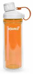 Sports drinking bottle for one-handed operation with a wide Calixil cap